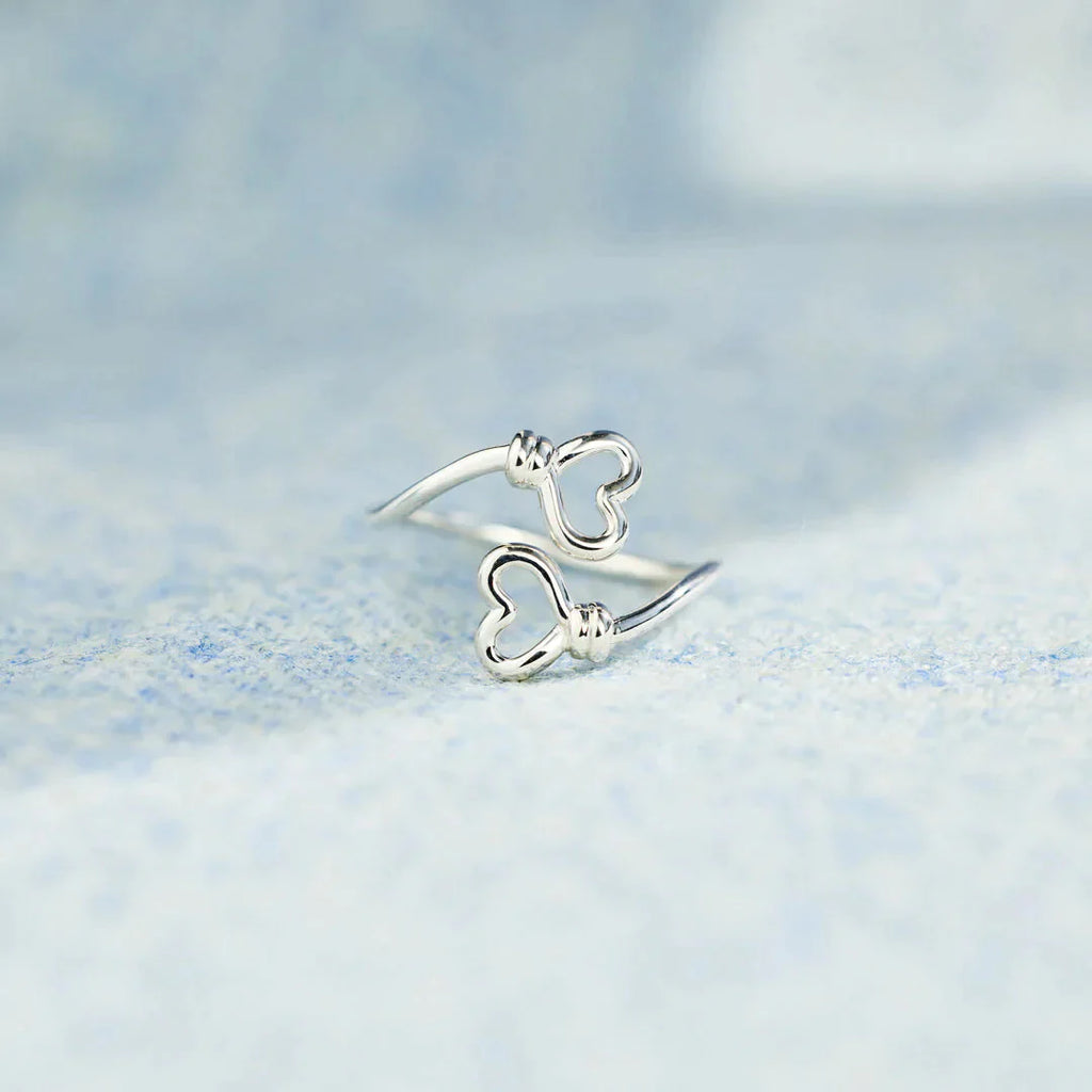 MOTHER AND DAUGHTER DOUBLE HEART RING