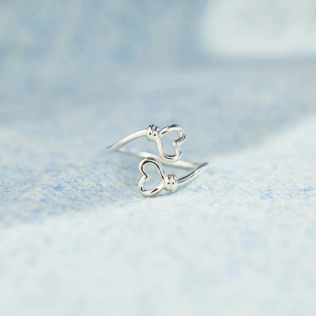 MOTHER AND DAUGHTER DOUBLE HEART RING