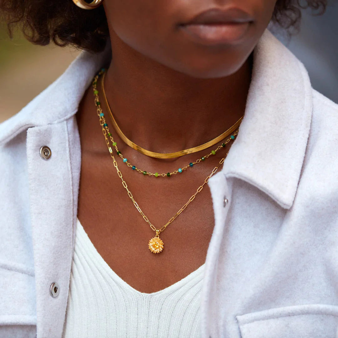 Everlasting Friendship Sunflower Triple Layered Necklace Set