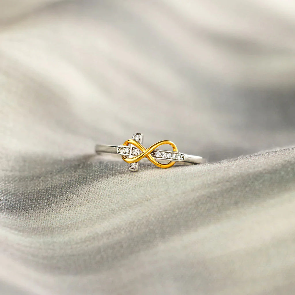 Hug You With My Prayers Infinity Cross Ring