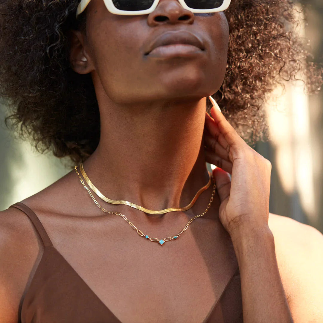 Turquoise Gemstone Layered Necklace Set