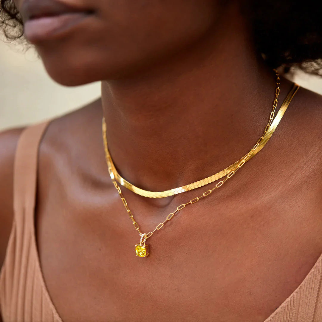 👑 Mama Queens Cushion-Cut November Birthstone Layered Necklace Set