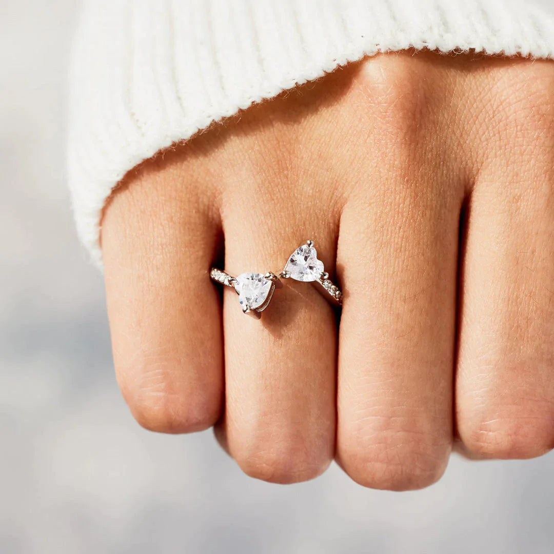 Keep Me Near Your Heart Pavé Double Heart Ring