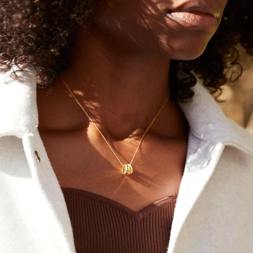 You Are Loved Enamel Triple Circle Necklace