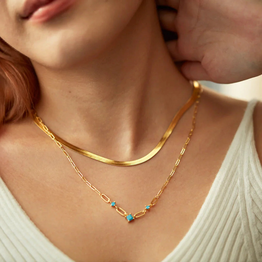 Turquoise Gemstone Layered Necklace Set