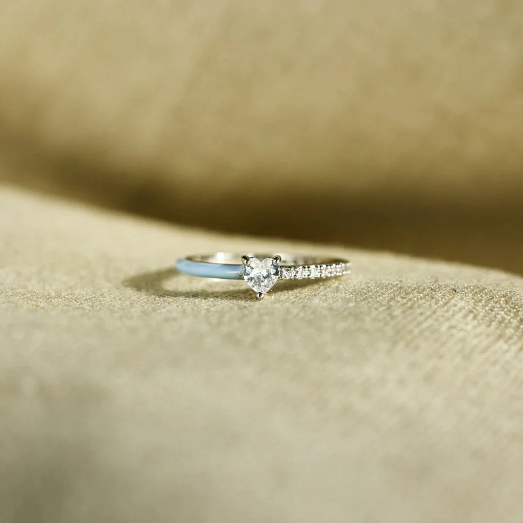 Love Me Until I'm Me Again Heart-Cut Half Enamel Ring