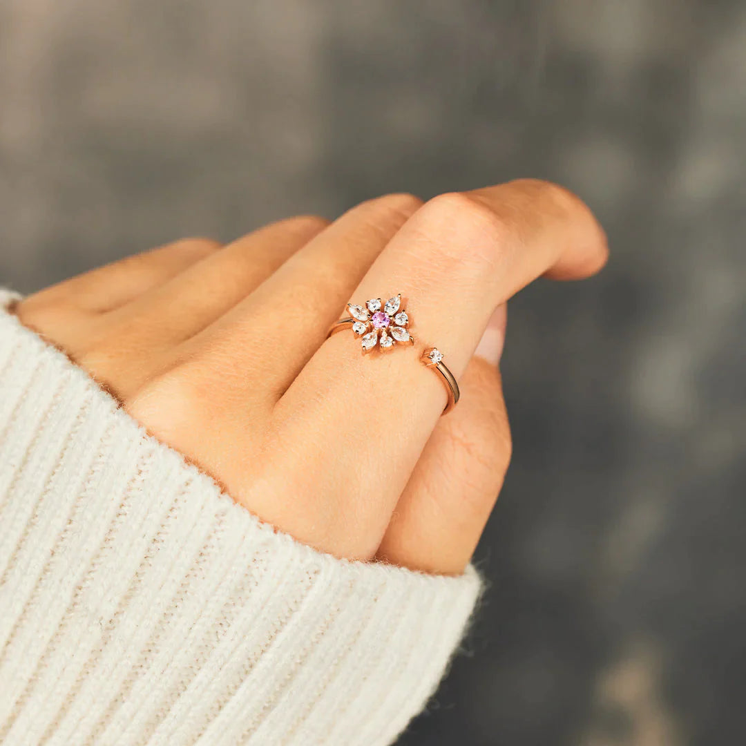 I Will Always Be There Gem Flower Ring