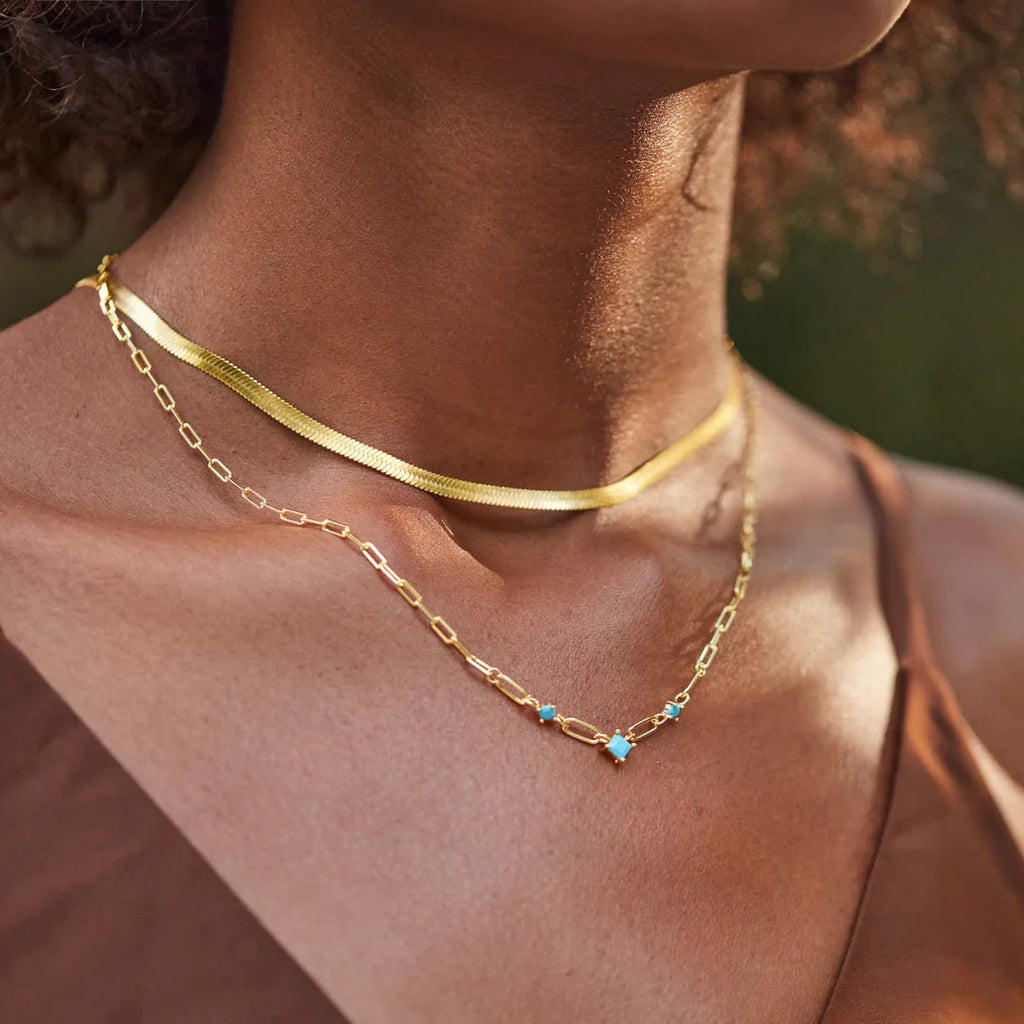 Turquoise Gemstone Layered Necklace Set