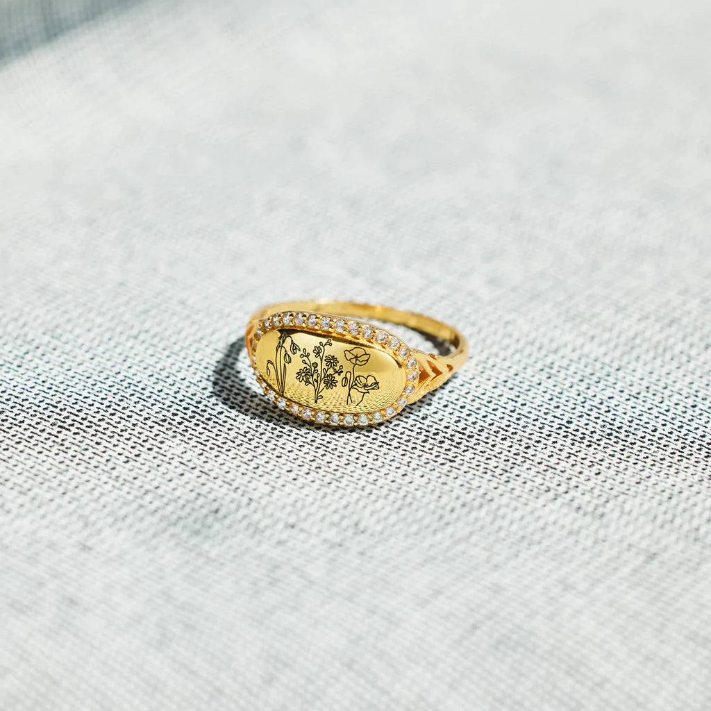 Birth Month Flowers Signature Ring