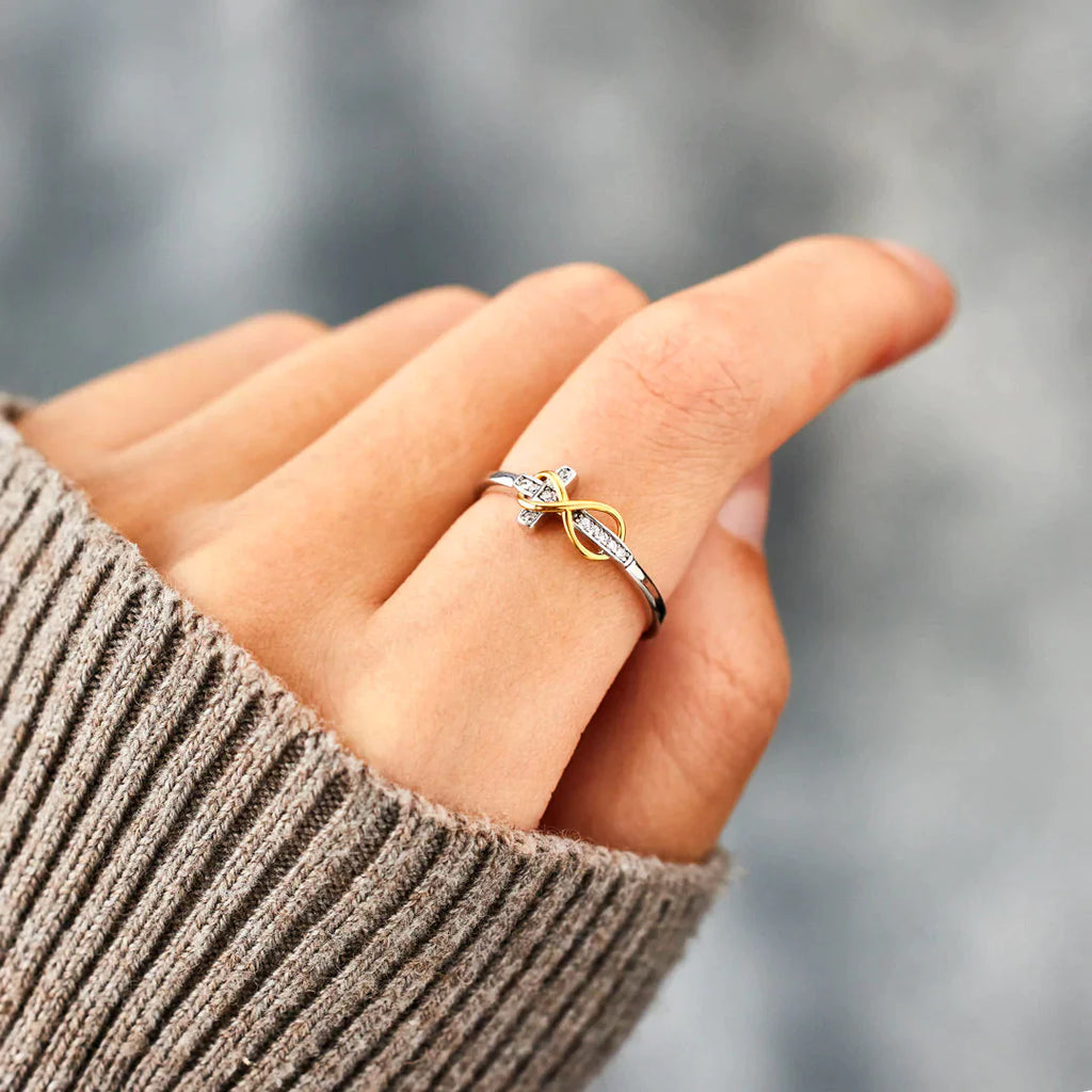 Hug You With My Prayers Infinity Cross Ring