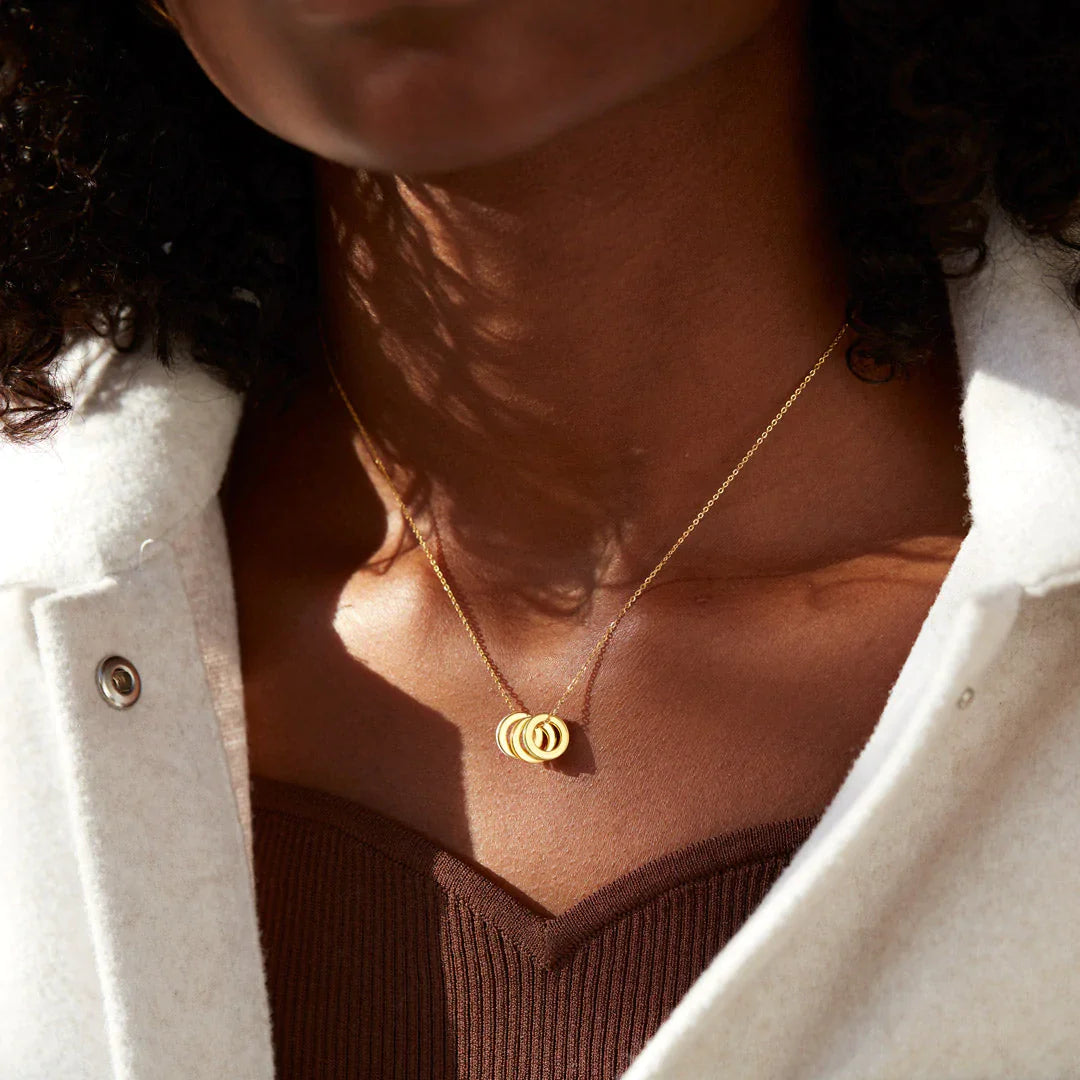 You Are Loved Enamel Triple Circle Necklace