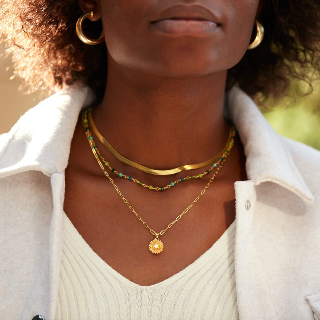 Everlasting Friendship Sunflower Triple Layered Necklace Set