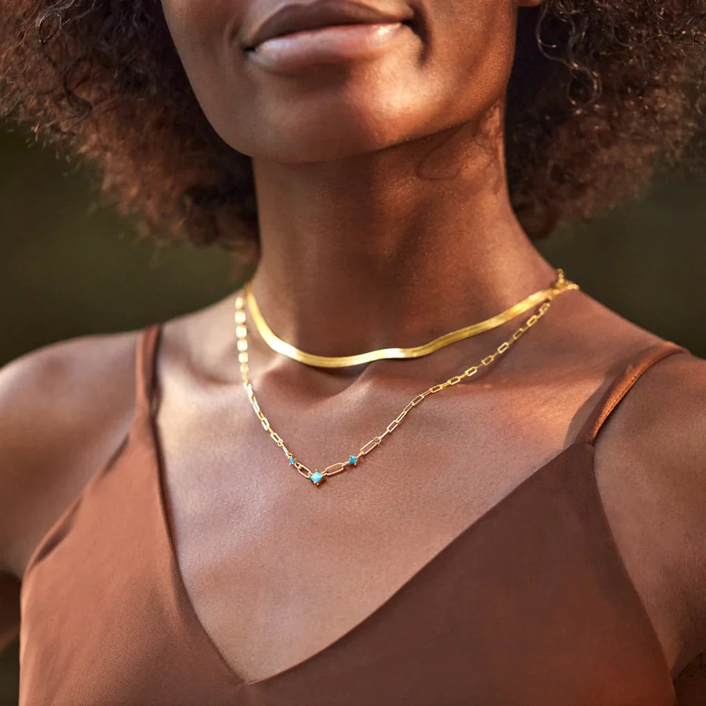 Turquoise Gemstone Layered Necklace Set