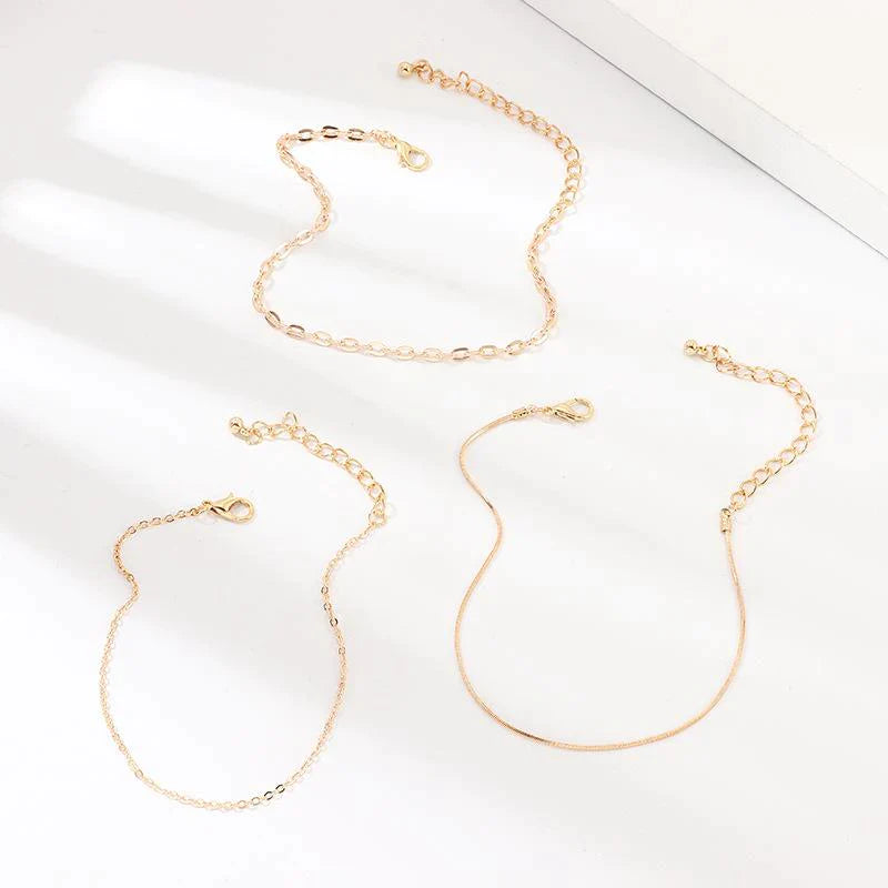Three Layers Anklets Bracelet Beach Anklet Set Chain Anklet