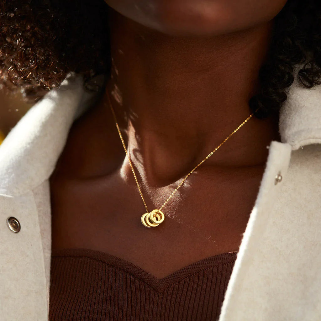 You Are Loved Enamel Triple Circle Necklace