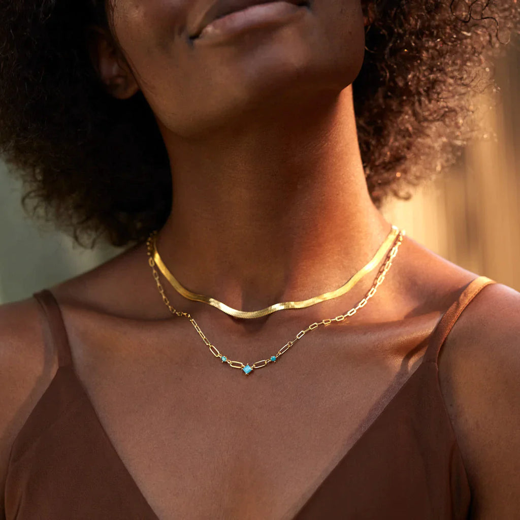 Turquoise Gemstone Layered Necklace Set