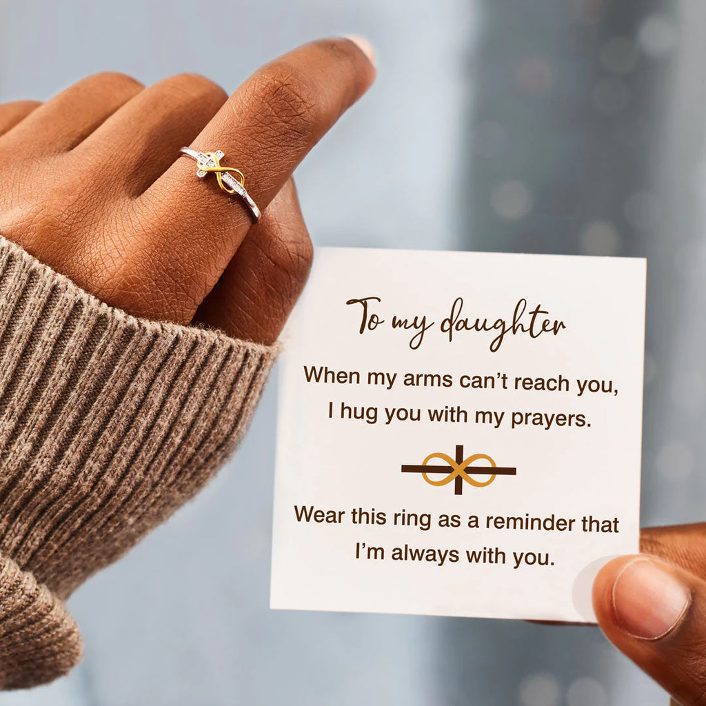 Hug You With My Prayers Infinity Cross Ring