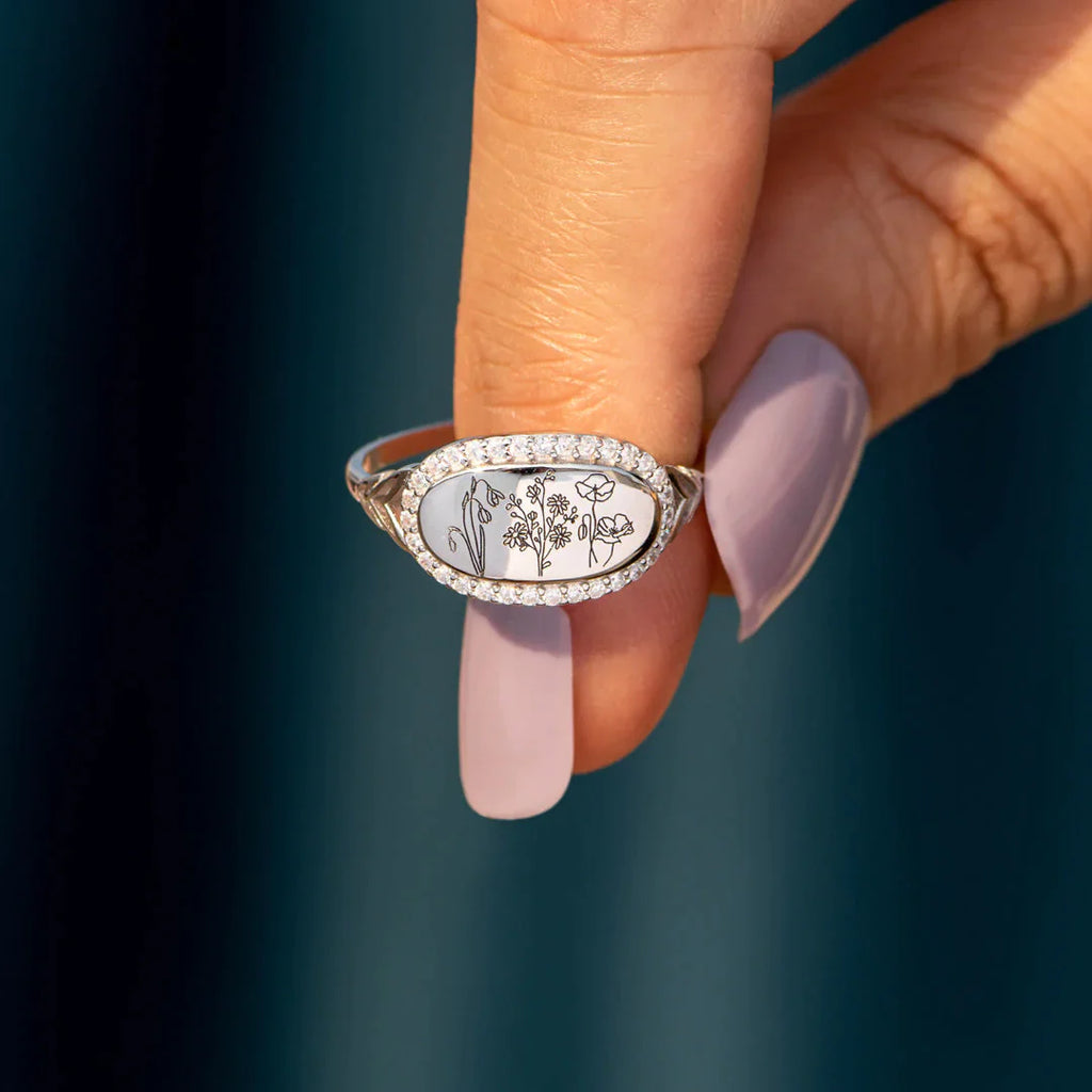 Birth Month Flowers Signature Ring