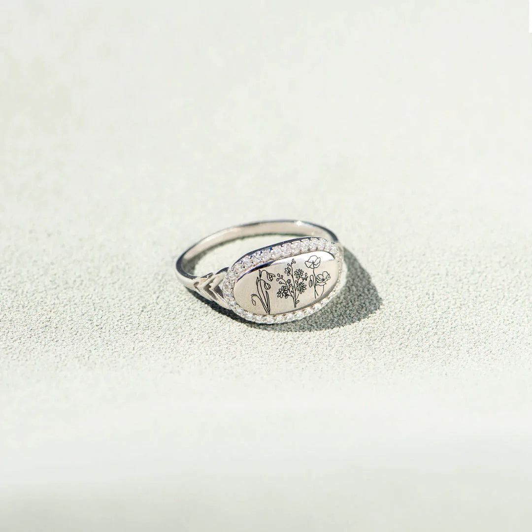 Birth Month Flowers Signature Ring
