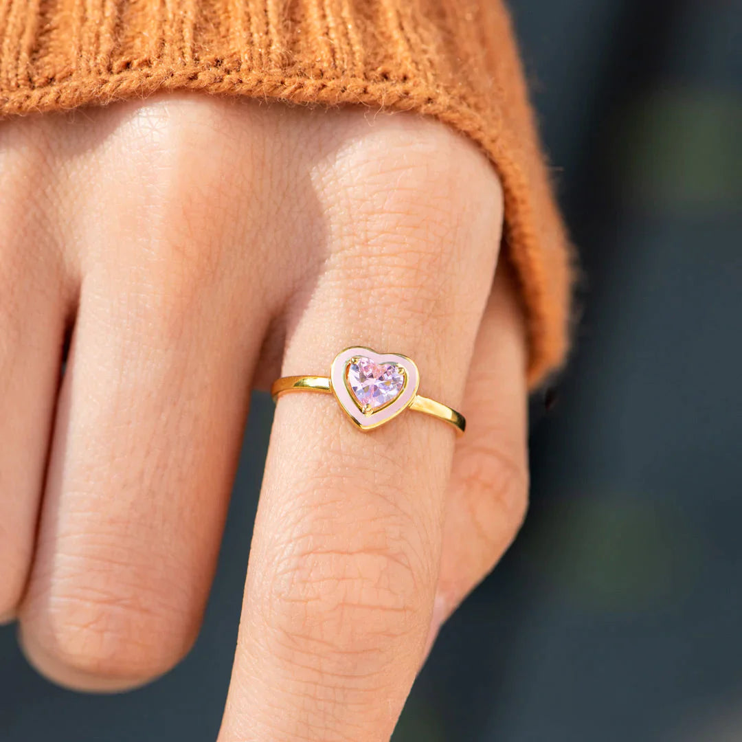 Soul Sisters Enamel Solitaire Heart Ring