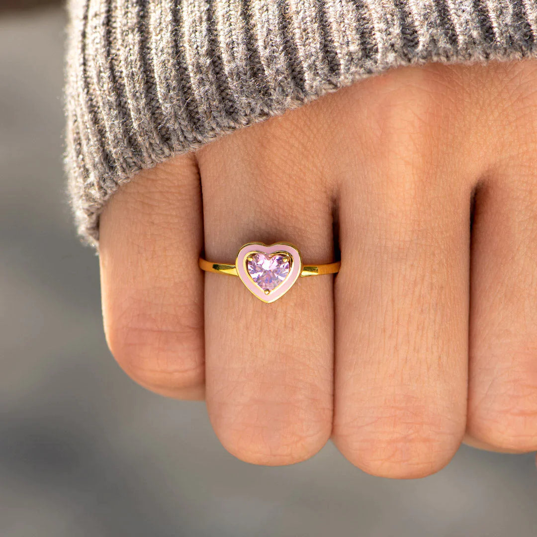 Soul Sisters Enamel Solitaire Heart Ring