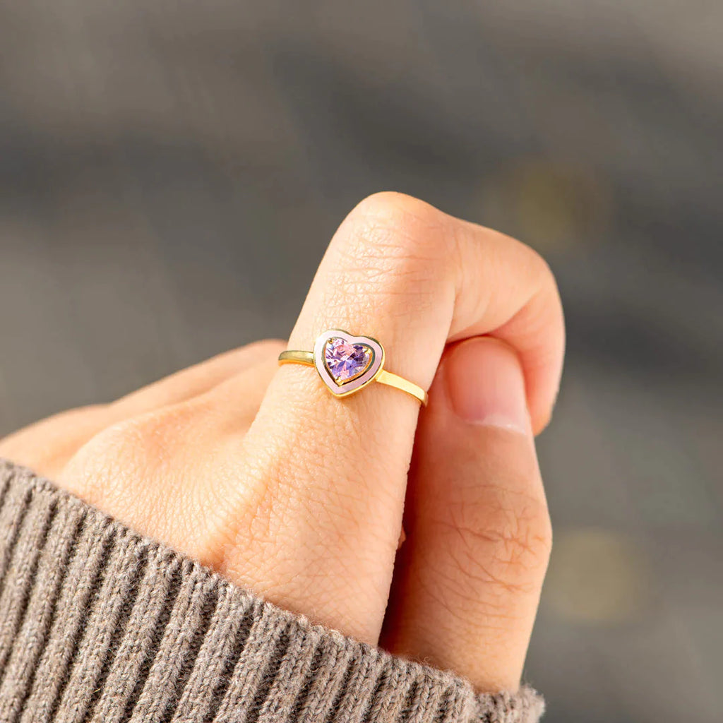 Soul Sisters Enamel Solitaire Heart Ring