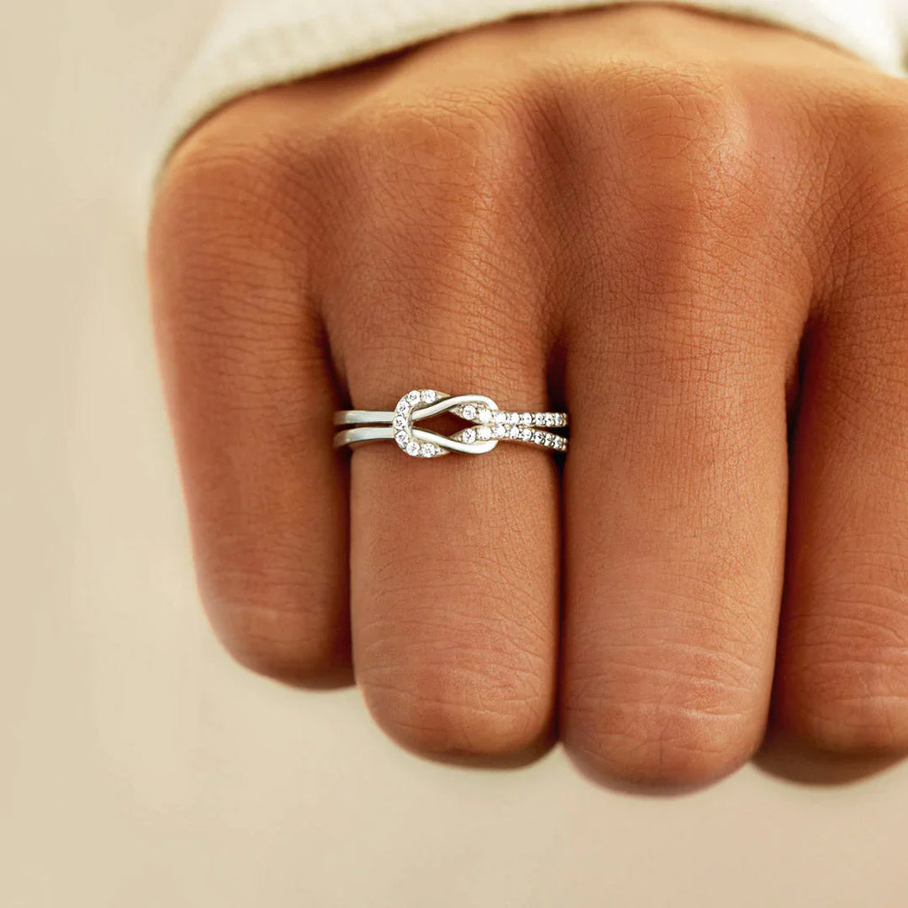 Mother & Daughter Linked Square Knot Ring