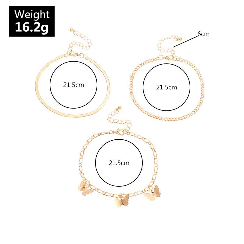 Three Layers Anklets Bracelet Beach Anklet Set Butterfly Anklet