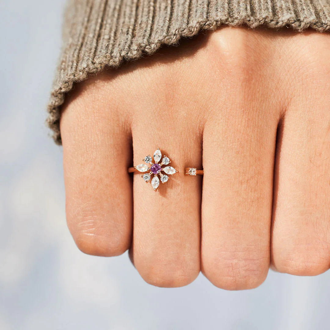 I Will Always Be There Gem Flower Ring