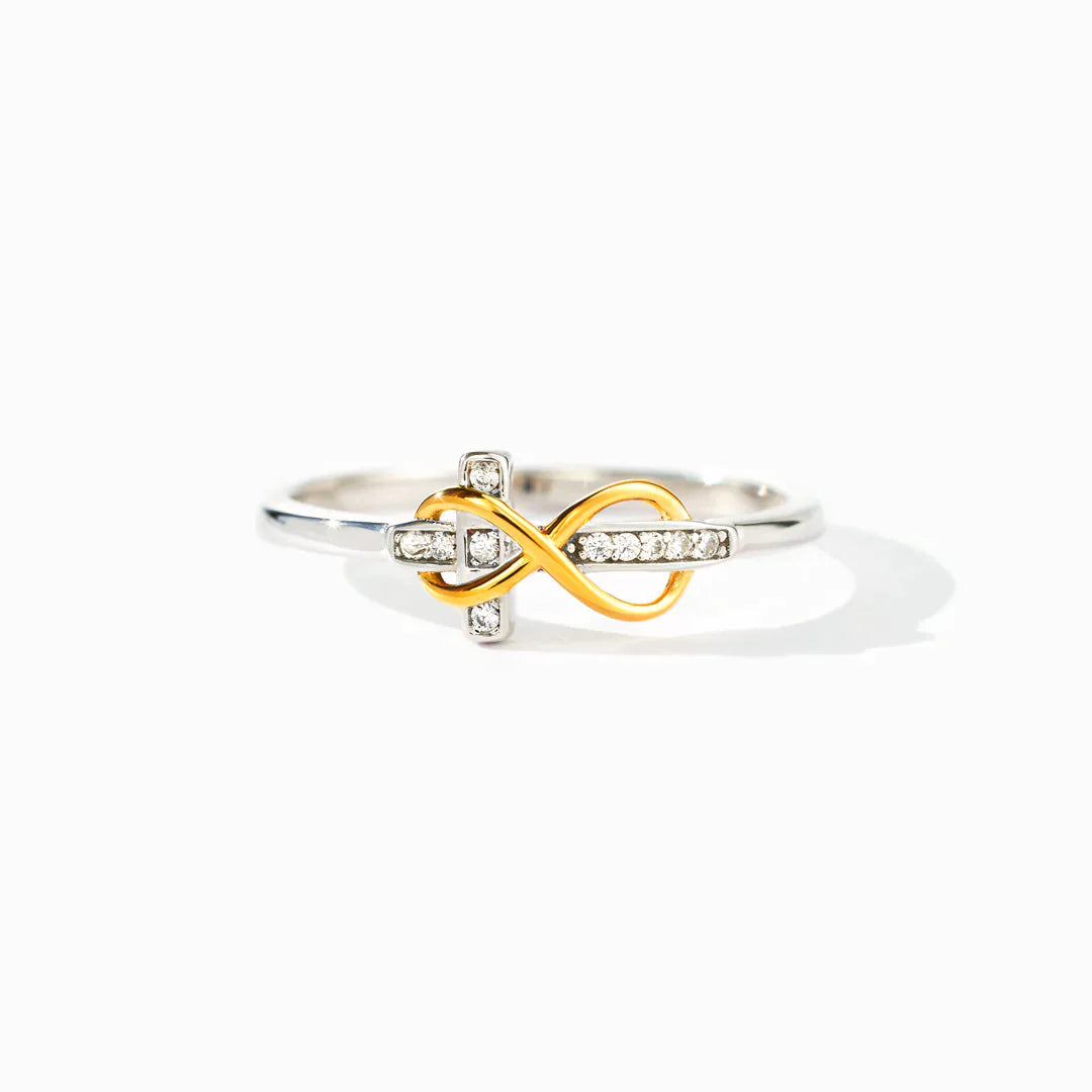 Hug You With My Prayers Infinity Cross Ring