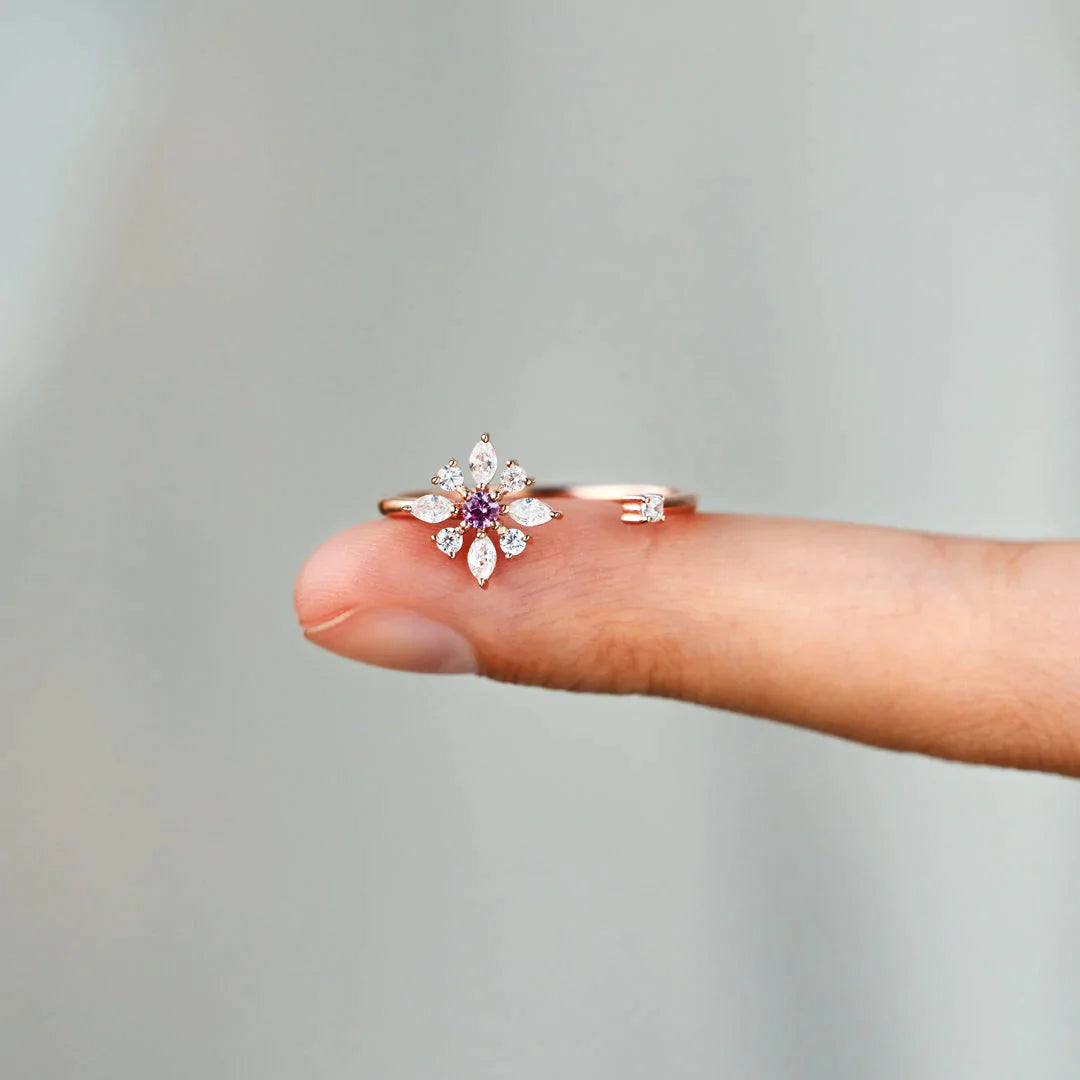 I Will Always Be There Gem Flower Ring