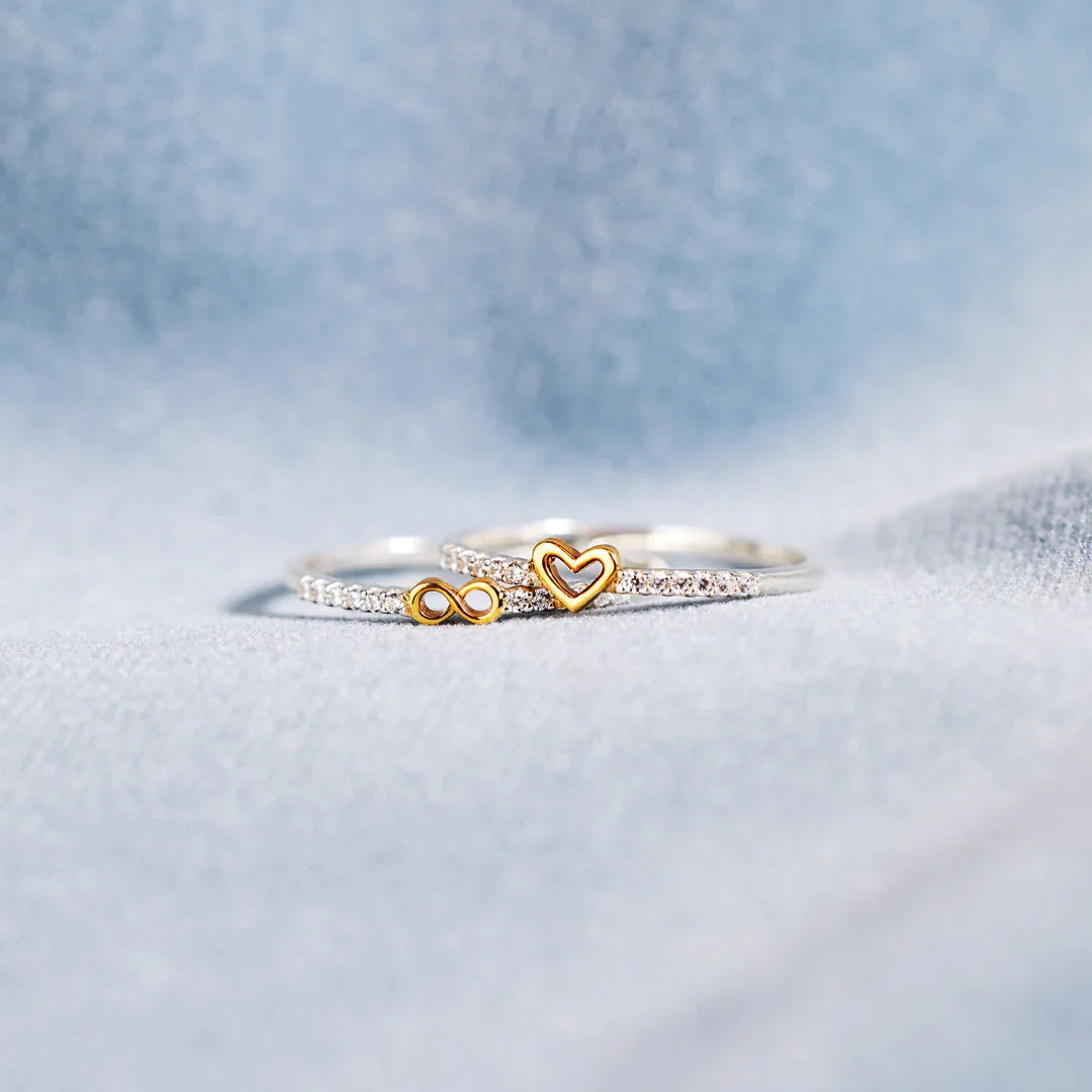 I'll Love You Forever Infinity Heart Ring Set