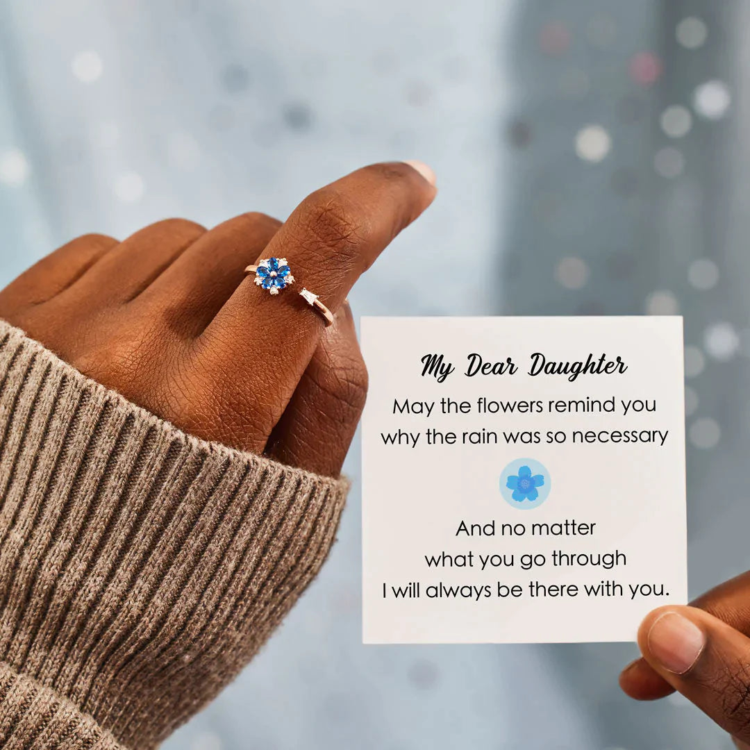I Will Always Be There Gem Flower Ring